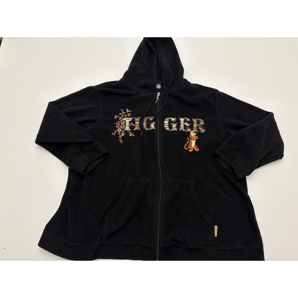 VTG Disney Tigger Fleece Black Jacket SZ 3XL